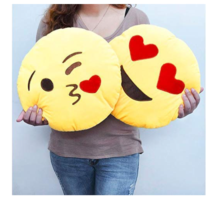 Smiley Emojis Cushion Pillow Soft Toy for Kids, Girls & Children Playing Size 32 cm Long, Set - 2